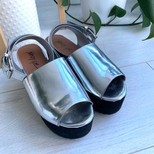 Nasty Gal Silver Platform Sandals